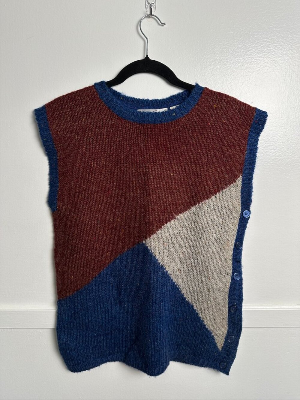 Vintage Gloria Vanderbilt Murjani Colorblock Wool Blend Vest Size Large NWT